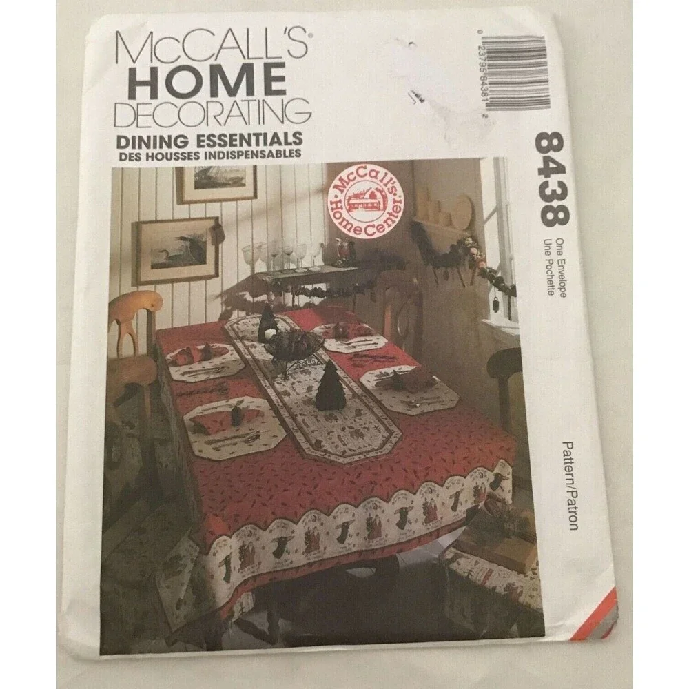 #8438 McCalls Home decorating tablecloth runner placematts sewing pattern